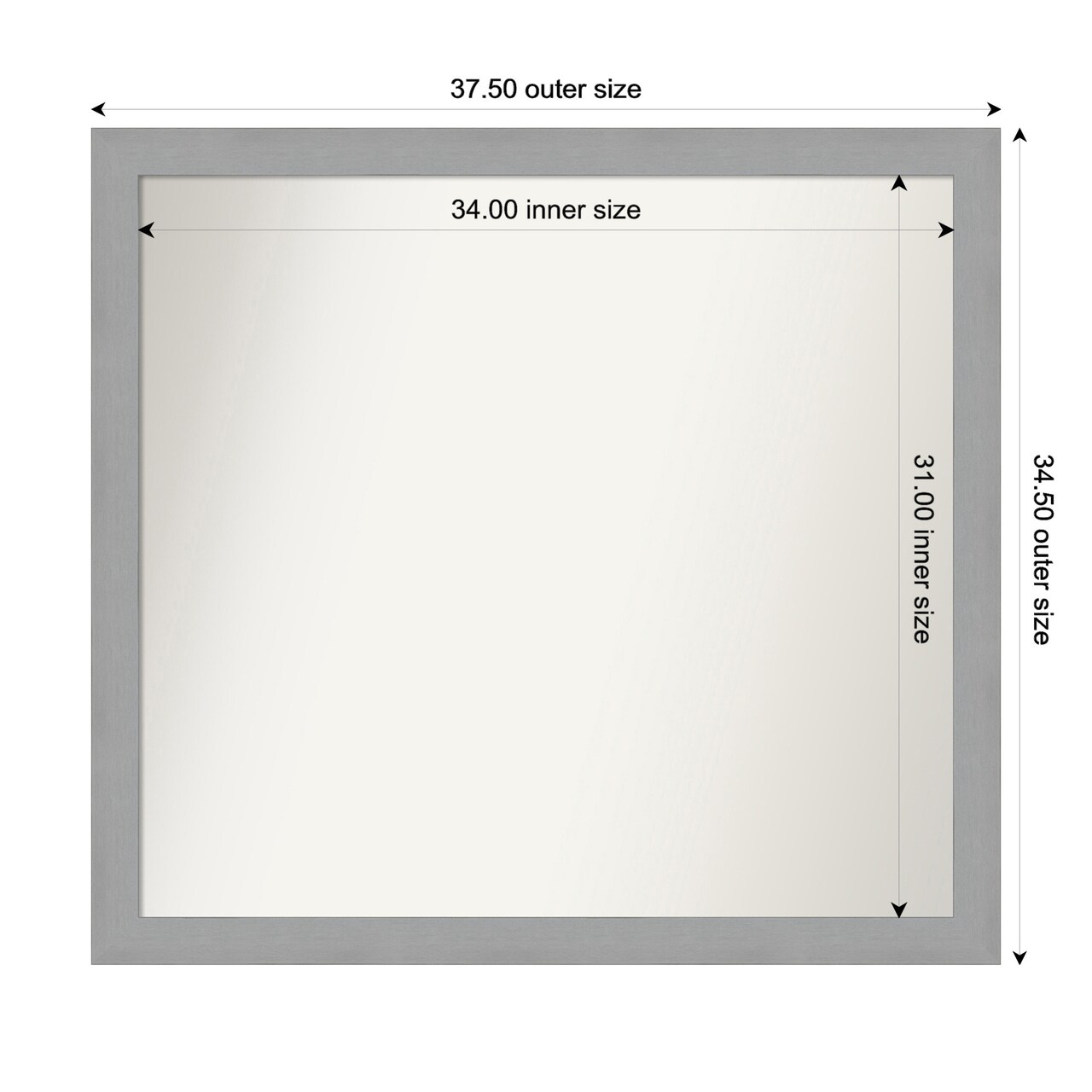 Brushed Nickel Non-Beveled Custom Framed Bathroom Vanity Wall Mirror